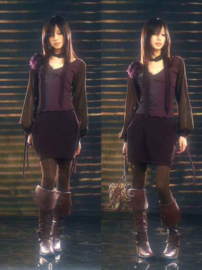 Mesh Beaded Knit Dress – Romantic Statement Look