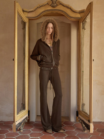 Fur Collar Hoodie & Pants Set