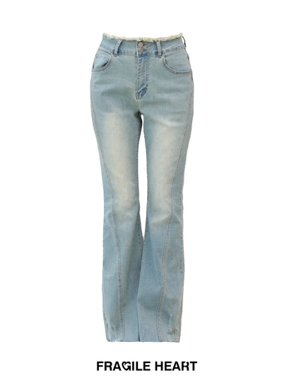 Super Heavy Industry Washed Micro Flared Jeans