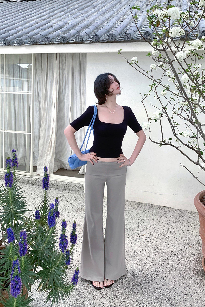 Walking with Tsubaki Draped High-Waisted Trousers