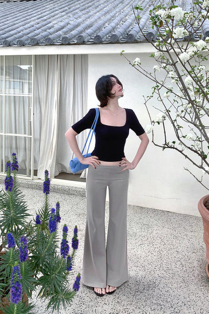 Walking with Tsubaki Draped High-Waisted Trousers