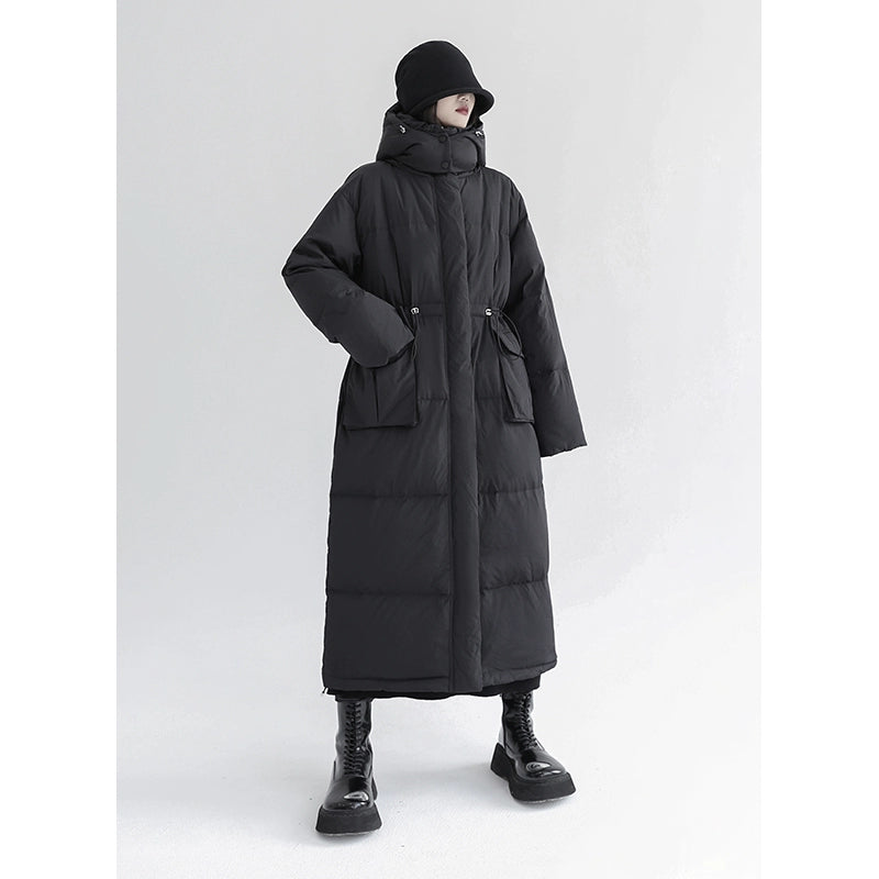 Mid-Length Hooded Down Jacket