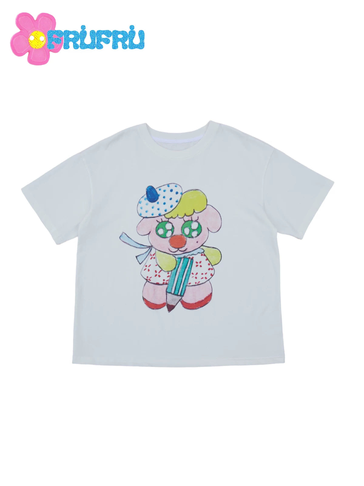 Gollum Store & Happy Collaboration Original Design Summer Cartoon Pure Cotton Short-Sleeve White Women's T-Shirt
