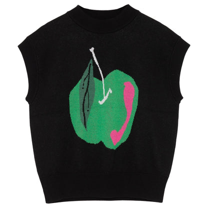 Girl's Green Apple: Sleeveless Black Knitted Vest