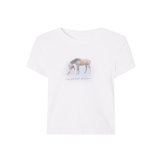 [Pony Diary] Sexy Backless Print Tee - Casual Summer Style