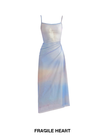 Beach Vacation French Blue Sling Dress