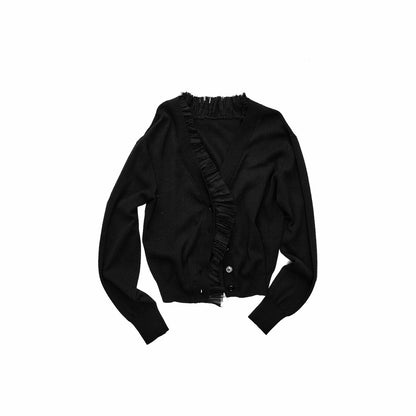 Acetate Cashmere Lace Knit Cardigan