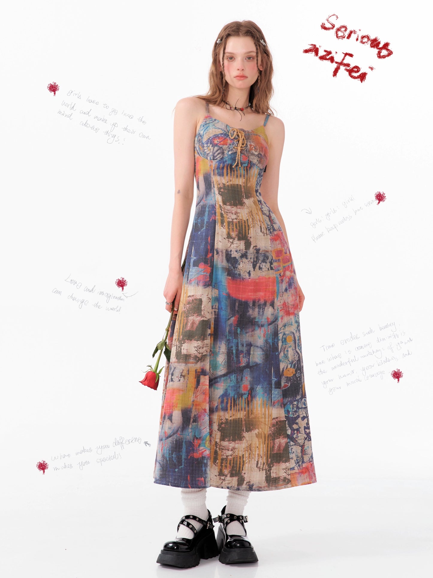 Graffiti Strap Skirt | Slim Fit Irregular Design for Summer