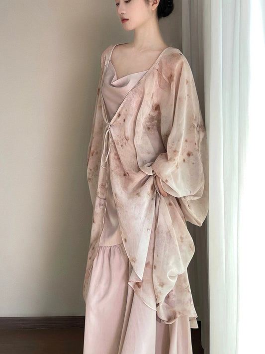 New Chinese Satin Slip Dress – Retro-Inspired Bridal Morning Robe