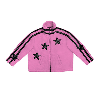 patent leather five pointed star lamb wool jacket