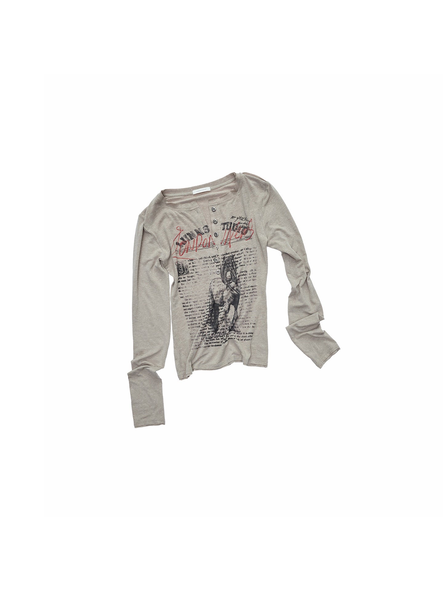Contrast Print Henley Knit Top
