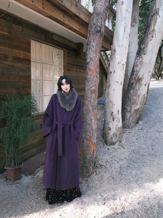 Fox Fur Collar Knit Scarf