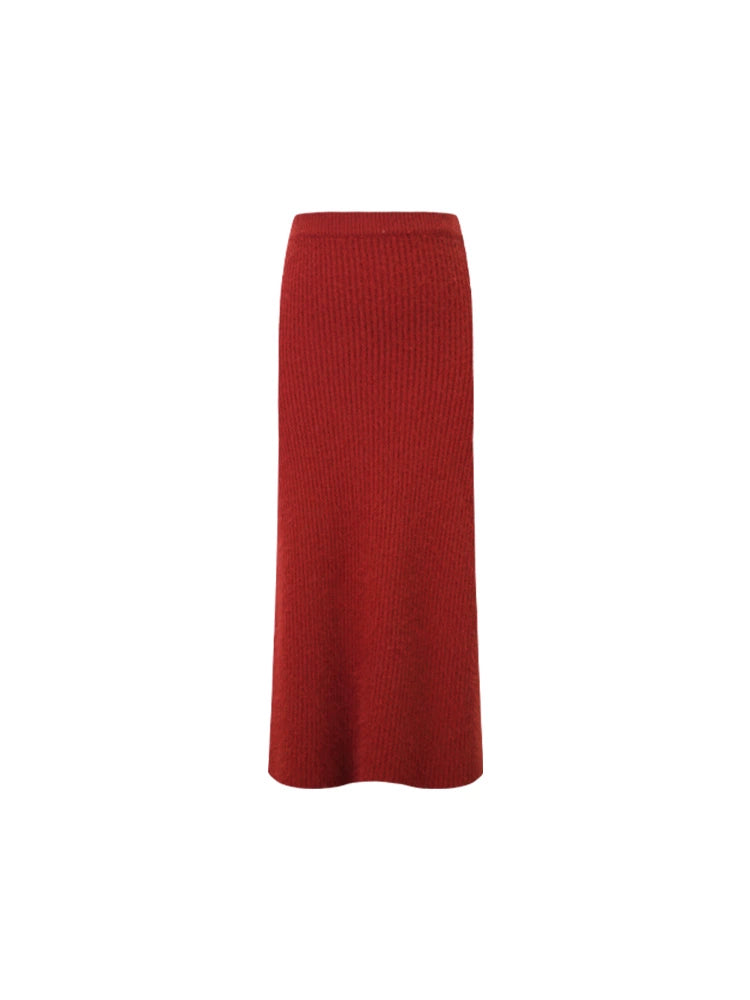 Raccoon Wool-Blend High-Waisted Knit Skirt – Hong Kong Retro Winter