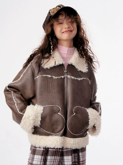 Lambskin Fur Motorcycle Jacket | Thick Retro Design for Autumn/Winter