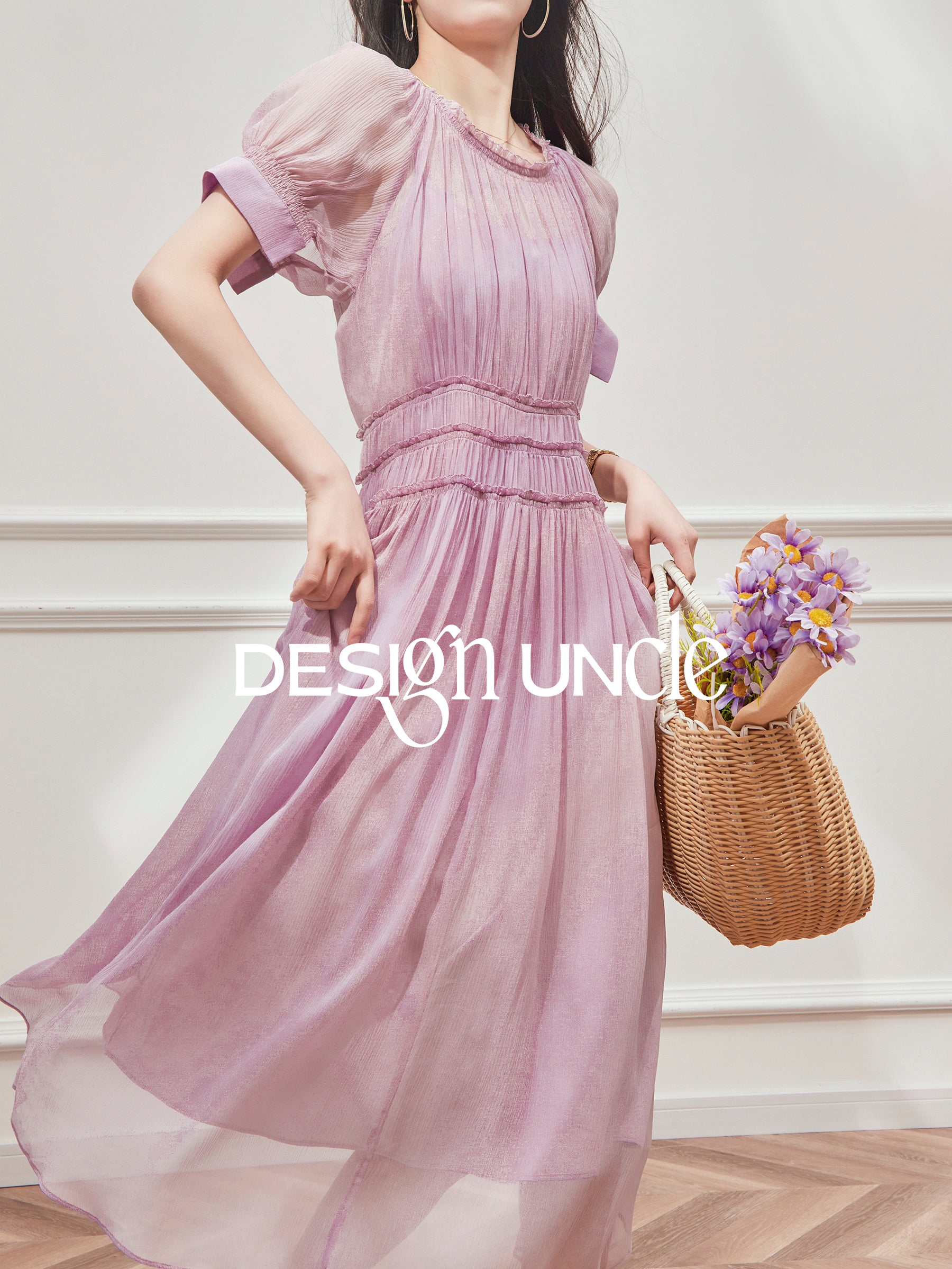 Romantic Purple French Summer Dress