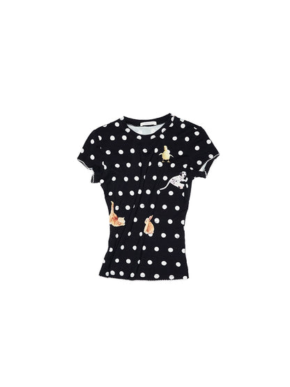Animal Polka Dot Print T-Shirt – Slim Fit Crew Neck Short Sleeve