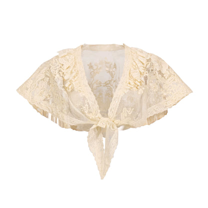 Cream Lace Rococo Shawl | Vintage French Princess Wrap