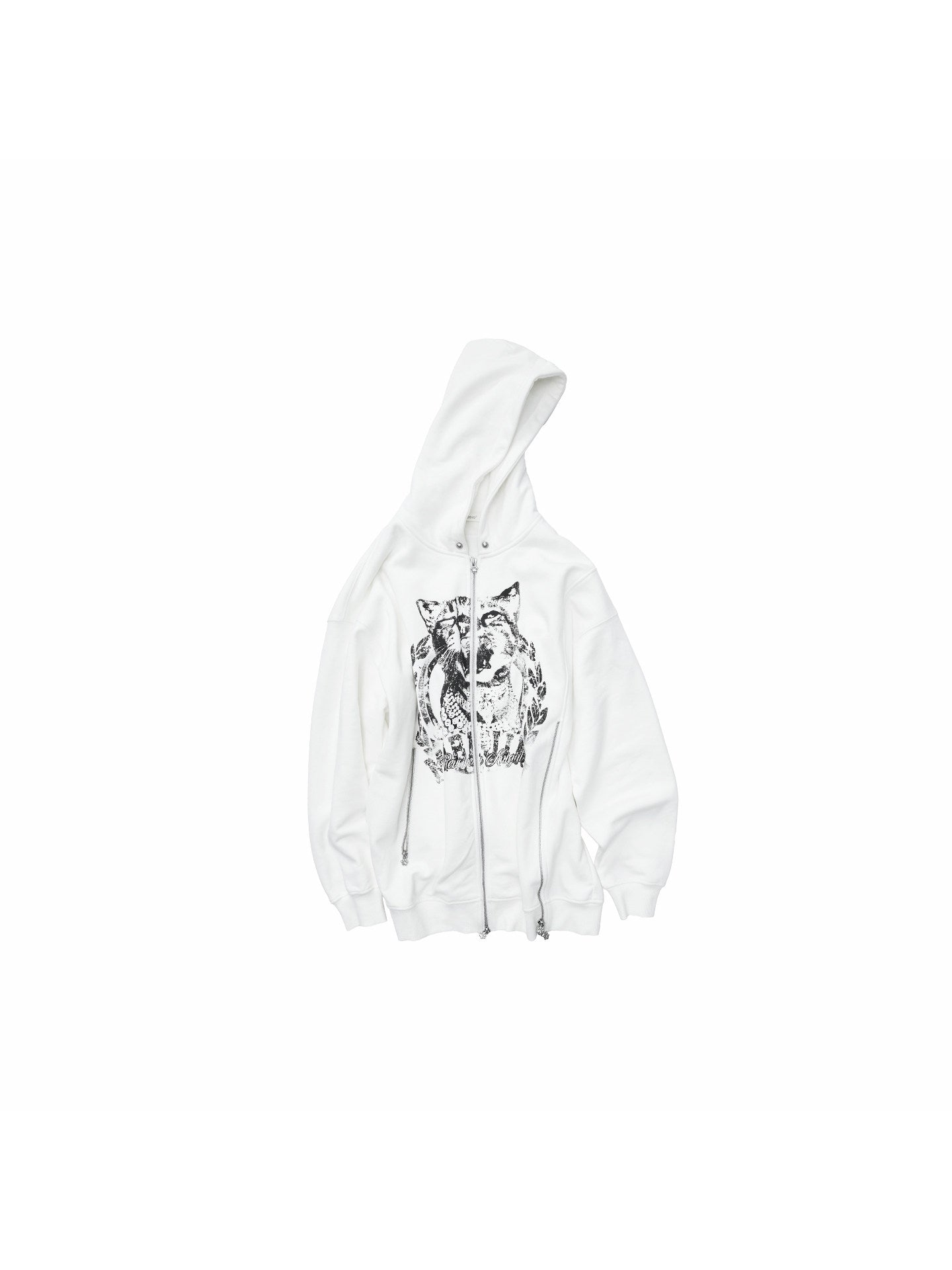 Cat Print Double-Zip Sweatshirt