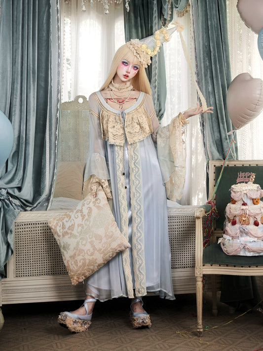 Mousse's Promise French Rococo Retro Doll-Style Baby Blue Lace Cardigan Summer