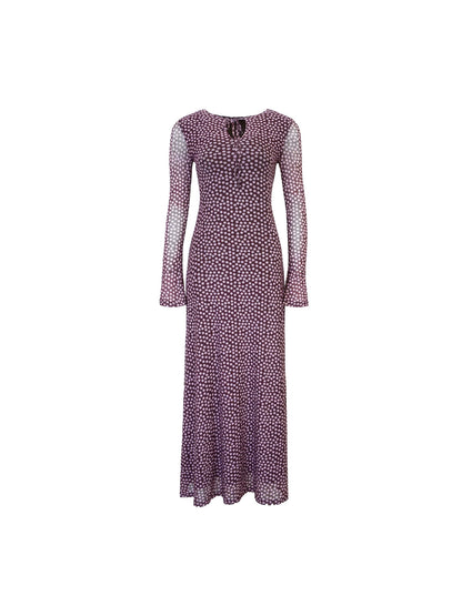 Feiyi Qingyun Polka Dot Maxi Dress – Hong Kong Retro Elegant Fall Style