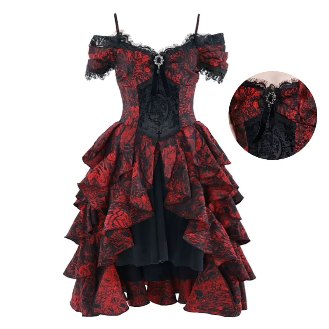 Gothic one-shoulder dress | A dress that embodies the charm of red and black Serendute Gothic one-shoulder dress | A dress that embodies the charm of red and black Serendute