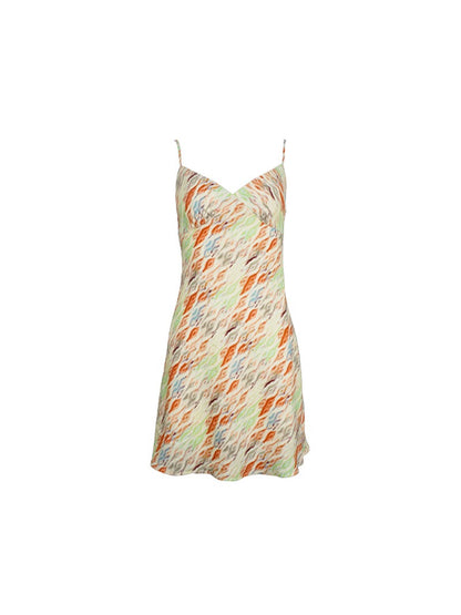 V-Neck Printed Slip Dress