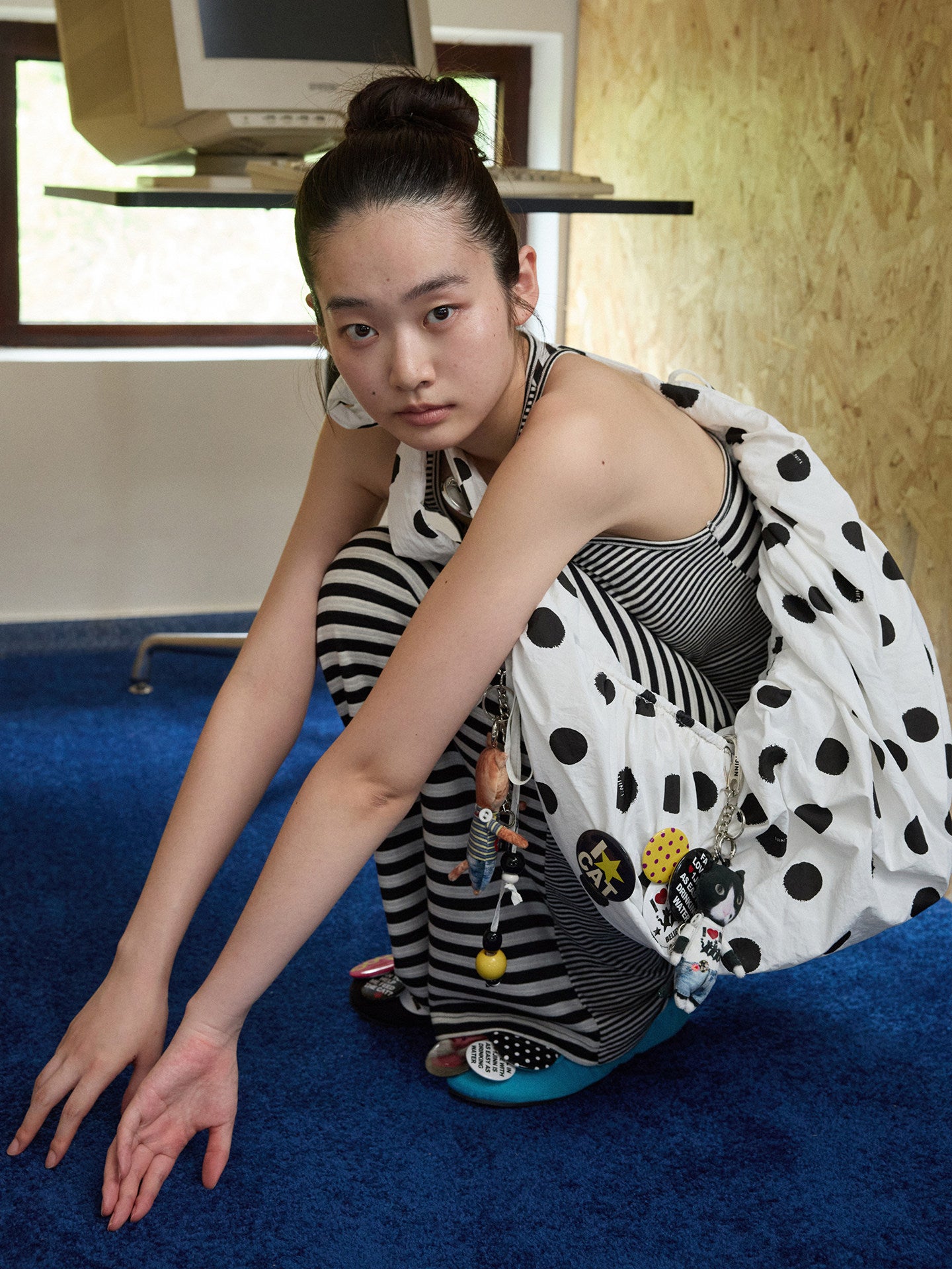 Polka Dot Beaded Dumpling Bag