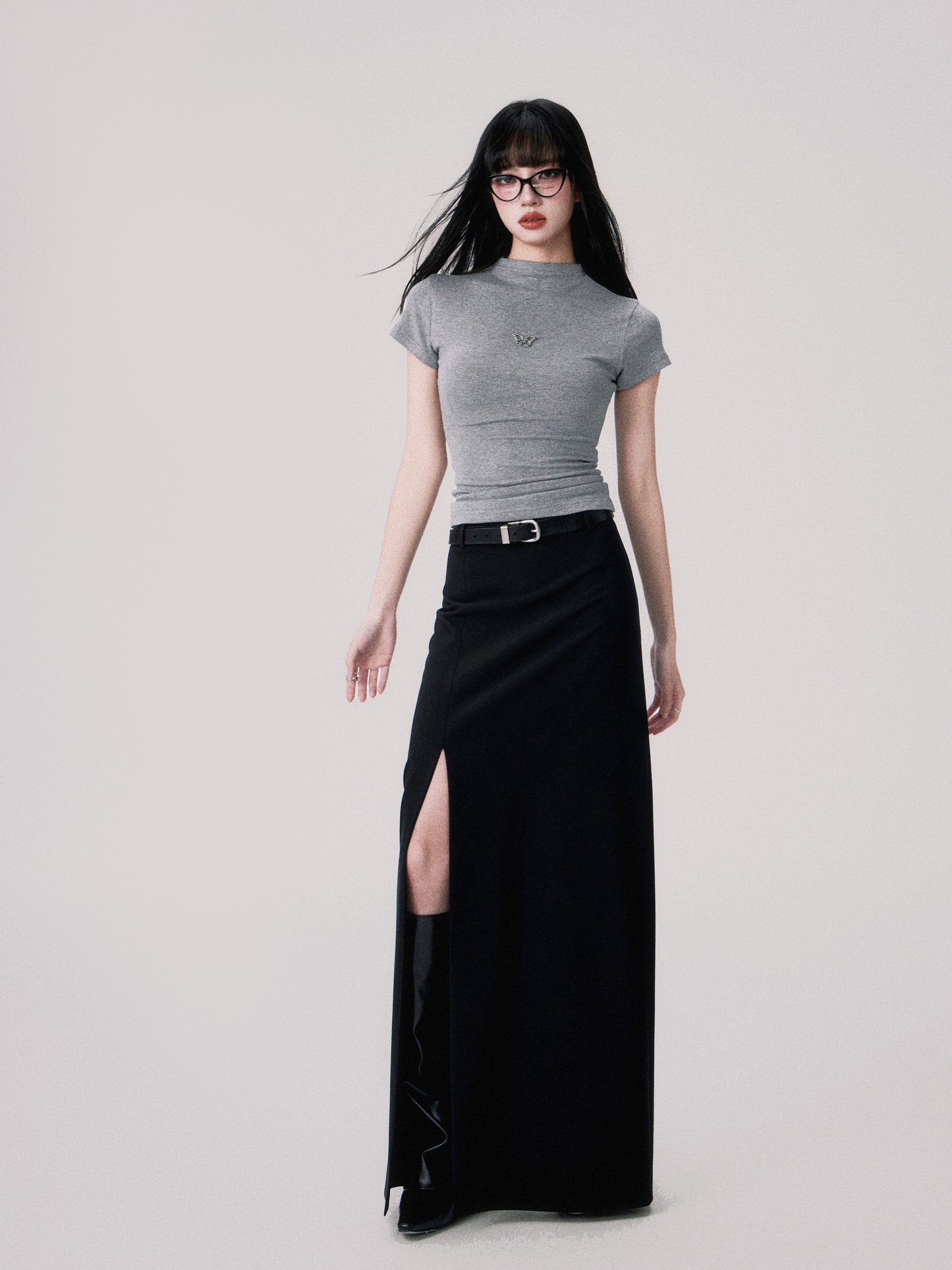 Mid-Rise Straight Suit Maxi Skirt - Restrained Sexy