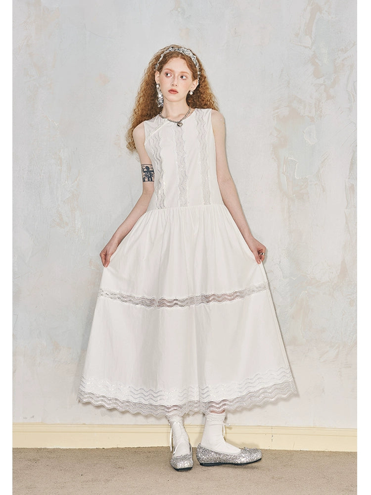 Lace Patchwork Sleeveless Dress