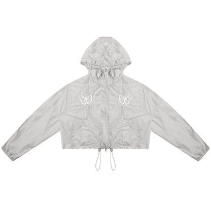 Butterfly Embroidered Thin Hooded Jacket | Summer Retro Sunscreen Design