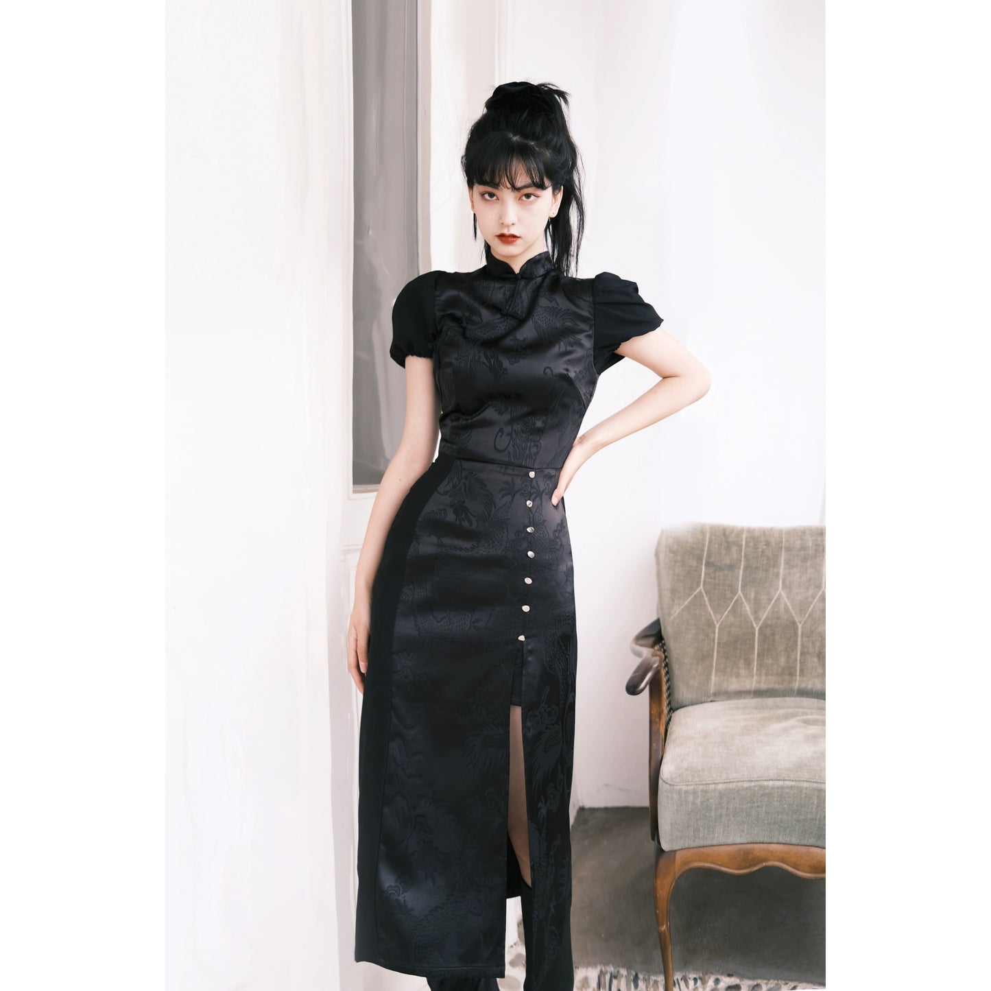 Chinese Style Dragon Pattern Qipao Dress