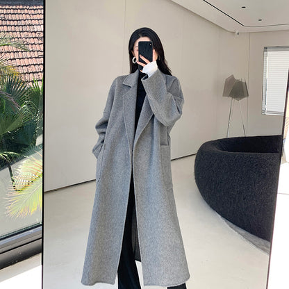 Elegant Grey Wool Coat - Winter