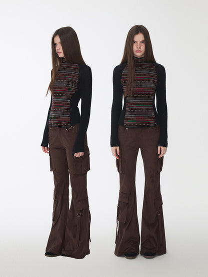 Studded Flared Cargo Pants