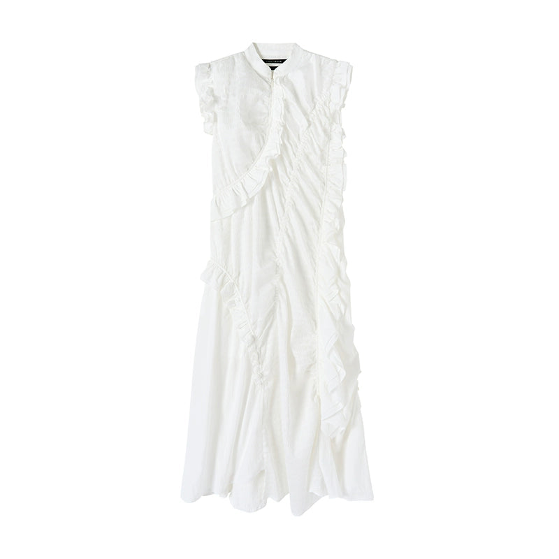 Yuan Pleated Ruffles Long Dress