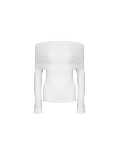 Yunxiu One-Shoulder Off-Neck Crop Top – Sexy Hong Kong Retro Autumn Style