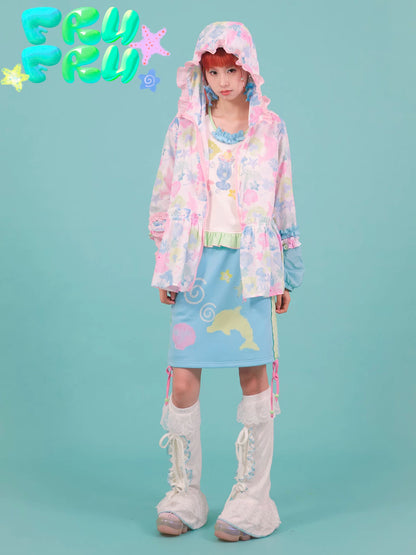 Gulu Store Original Summer Y2K Cartoon Print Cute Childlike Lightweight Sun Protection UV Jacket