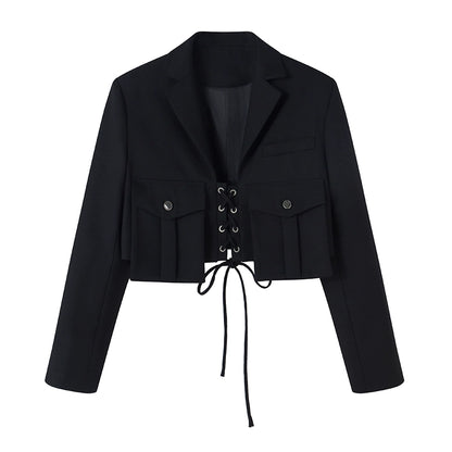 String Work -Casual Fashion Black Suit Matel