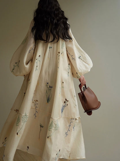 French embroidered Tencel loose dress design sense lazy vacation swing long skirt