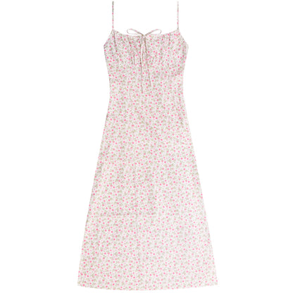 Gentle Bowknot Chiffon Strap Flower Dress