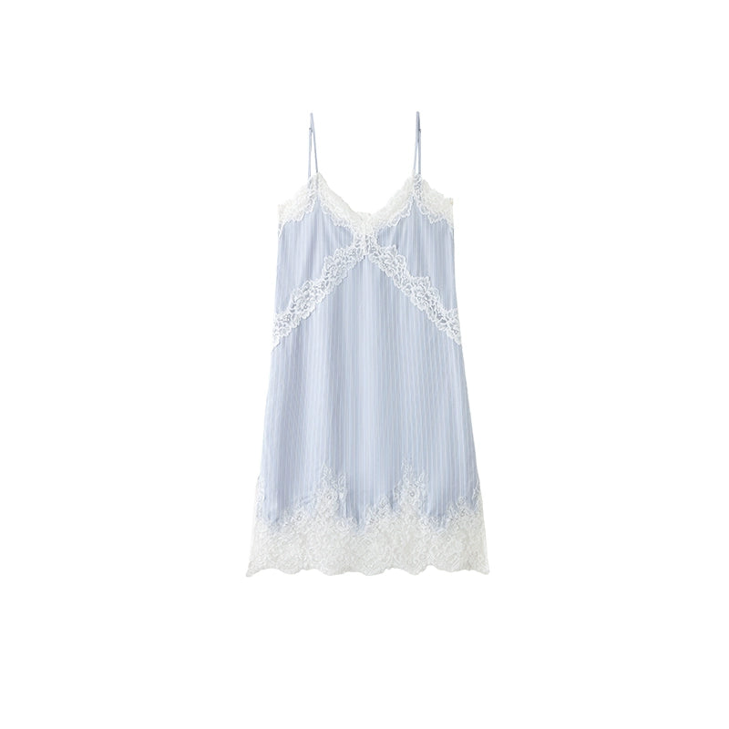French Lace Cutout Nightdress – Layered Over Sheer Slip Dress