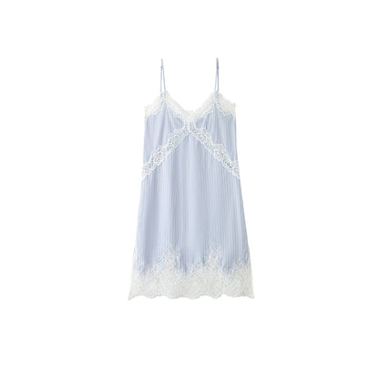 French Lace Cutout Nightdress – Layered Over Sheer Slip Dress