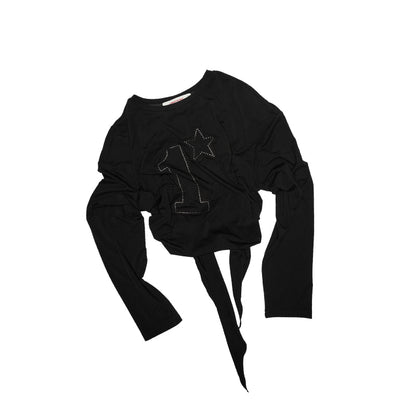 Studded Crew Neck Tee – Loose Fit Vintage Statement Top