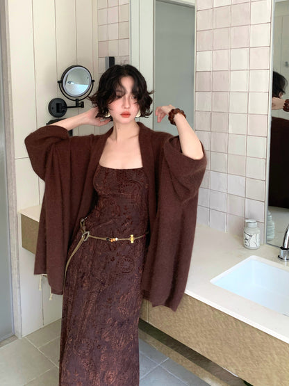 Moonlight over the Pond Rabbit Fur Blend Knit Cardigan – Hong Kong Retro Autumn Cozy Style