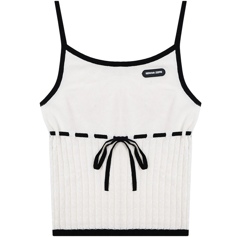 Bow Knitted Tank Top | Slim Fit Spicy Girl Style for Summer