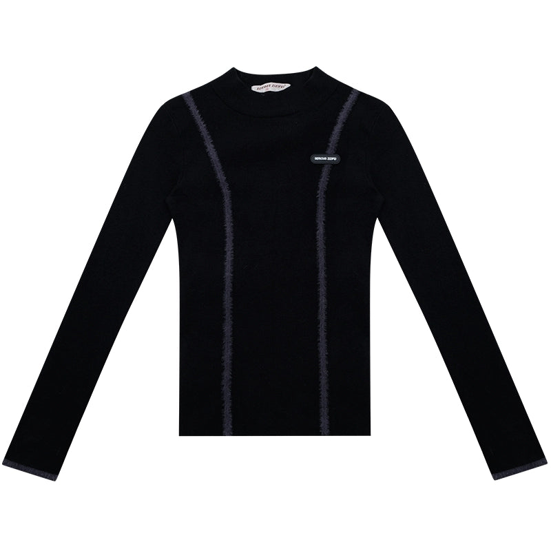 Retro Polo U-Neck Long Sleeve Knit Top | Slim Fit for Autumn/Winter