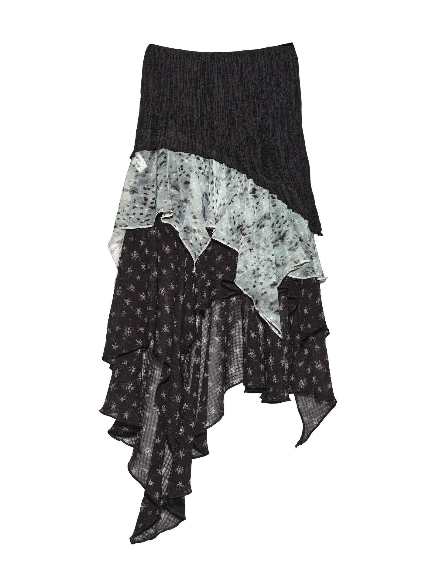 Leopard Chiffon Midi Skirt | Exotic Asymmetrical Ruffle Skirt