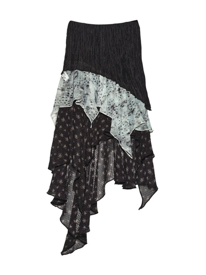 Leopard Chiffon Midi Skirt | Exotic Asymmetrical Ruffle Skirt