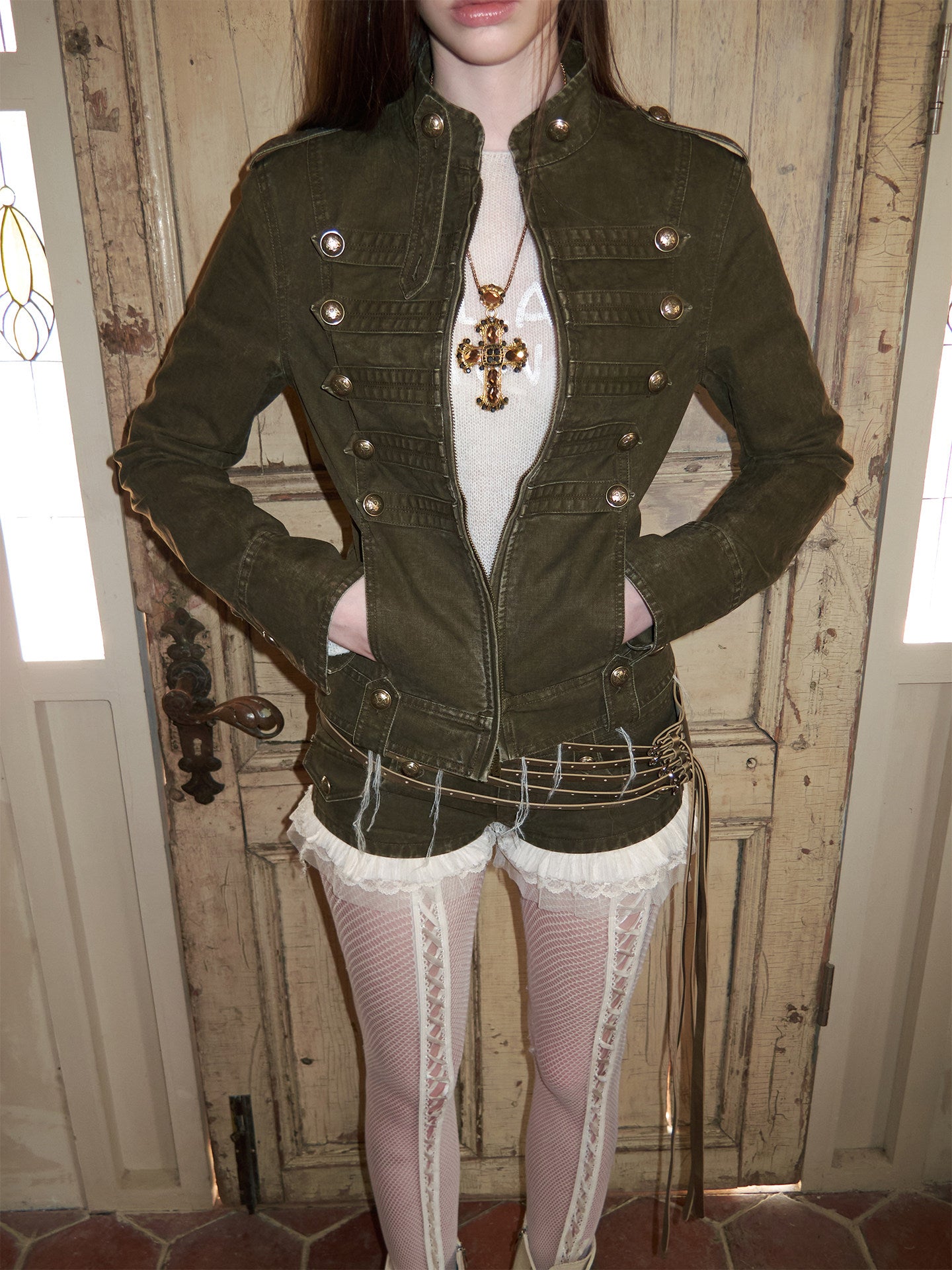 Distressed Denim Ultra Shorts