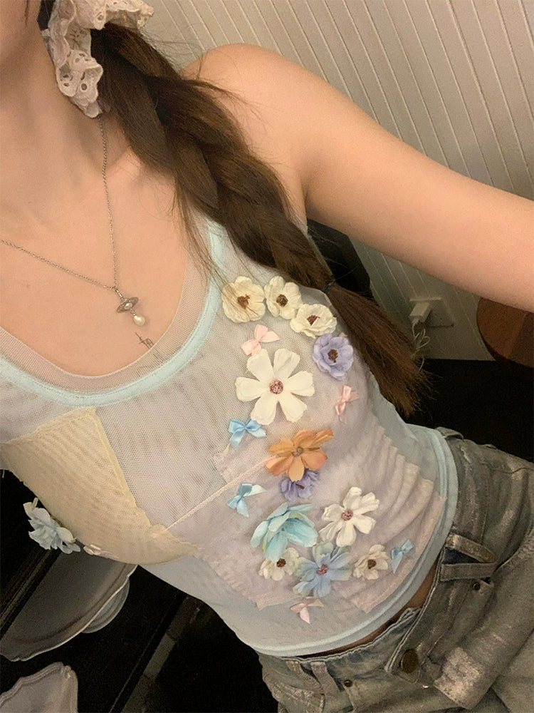 [Flower Bud Chronicles] 3D Flower Vest - Short Summer Spicy Girl Style