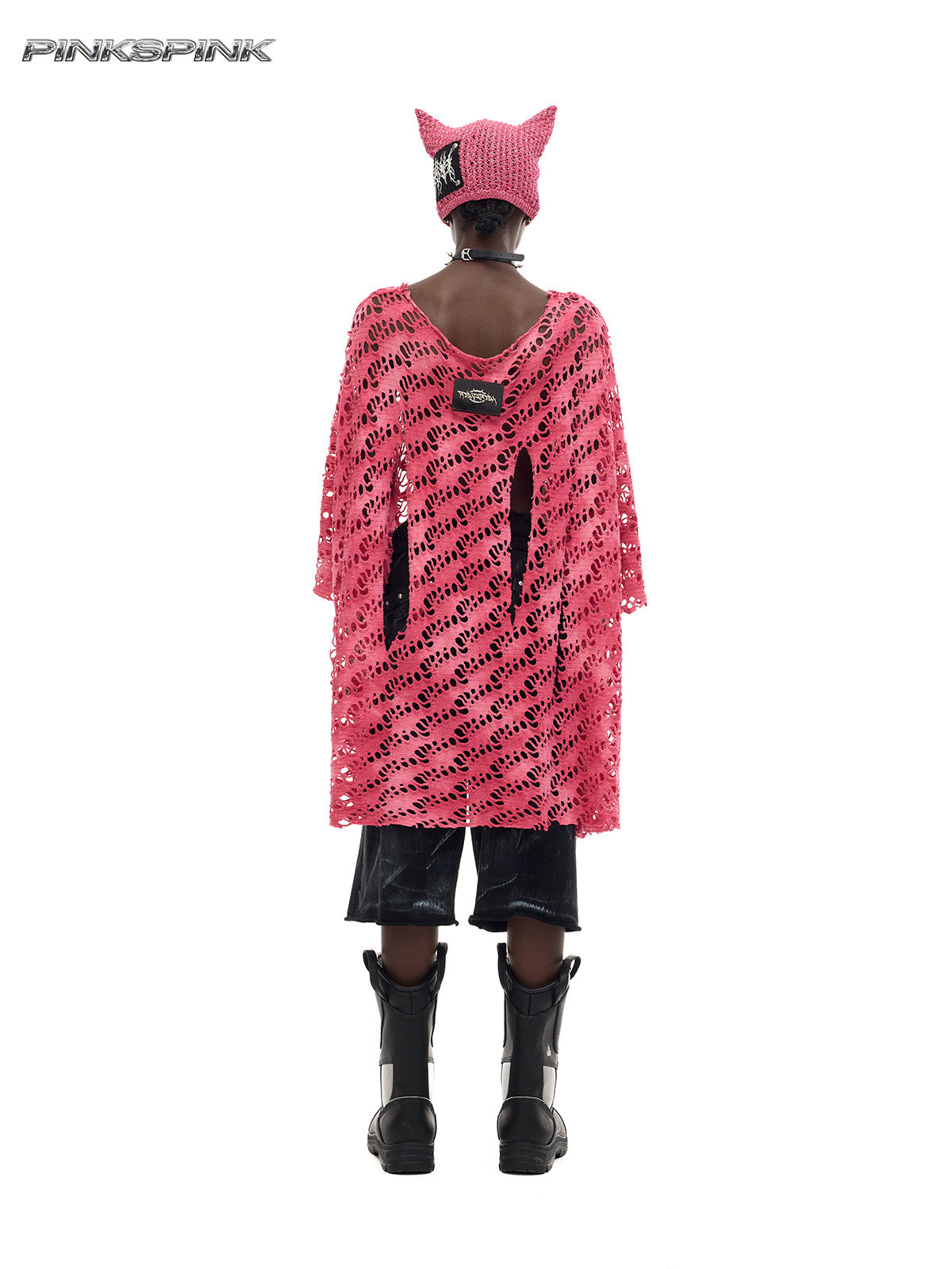 Electric Moon Gradient Patchwork Perforated Y2K Punk Tee